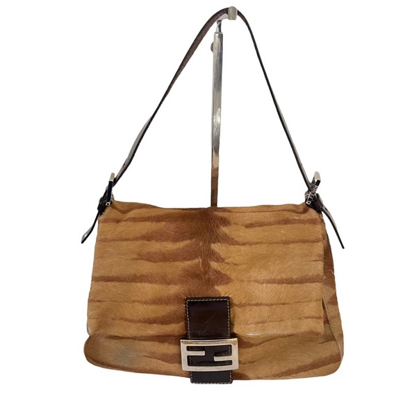 Fendi Handbags - Fendi Calf Hair Mama Baguette Tan Brown Shoulder Bag